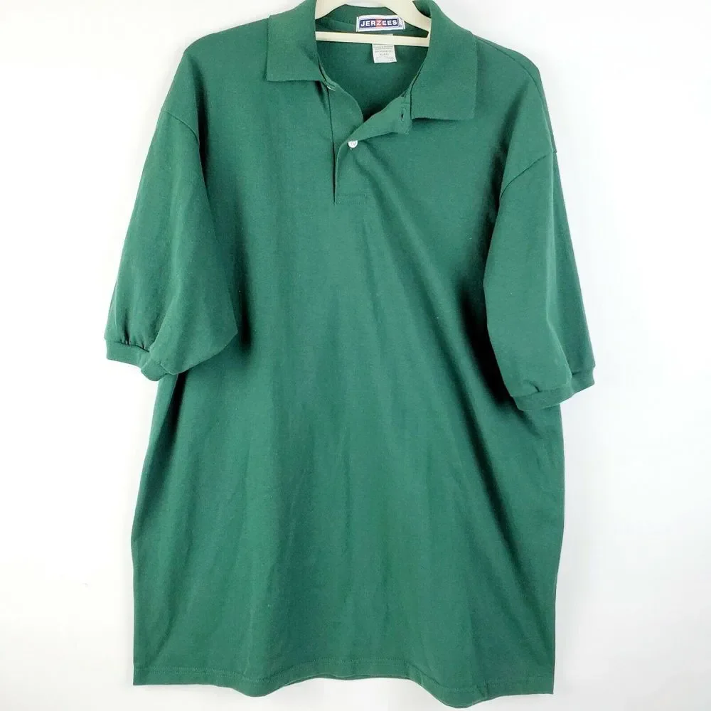 Jerzees Men's Hunter Green Cotton Short Sleeve Polo Shirt Size XL